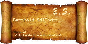 Berthold Sándor névjegykártya